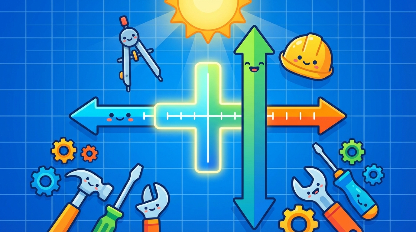 An illustration of a coordinate plane showing a blue horizontal line labelled 'X-axis' and a green vertical line labelled 'Y-axis'. They cross at the center marked with a red target symbol labelled 'Origin (0,0)'.