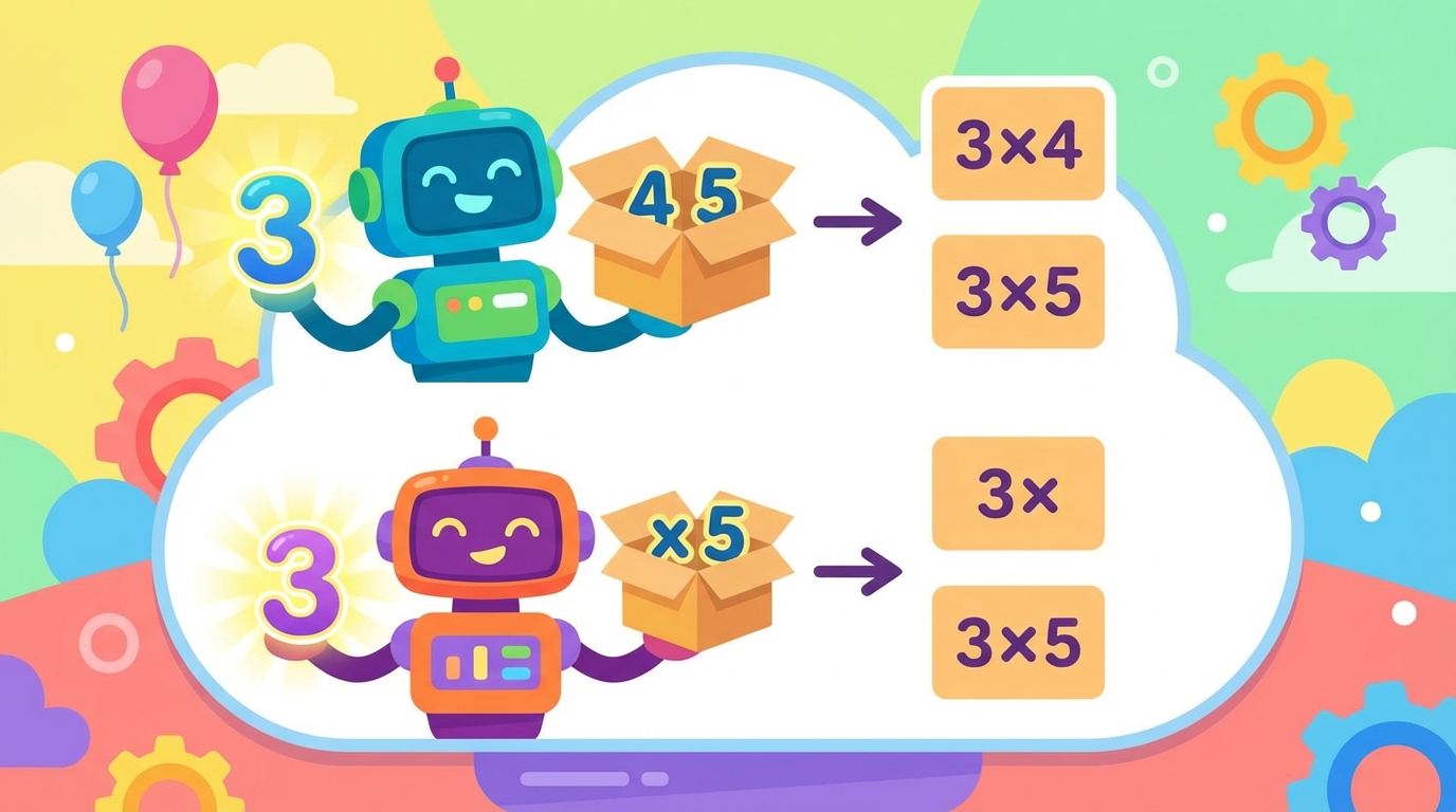 A visual diagram showing arrows arcing from a number outside parentheses to both terms inside, illustrating the multiplication steps.