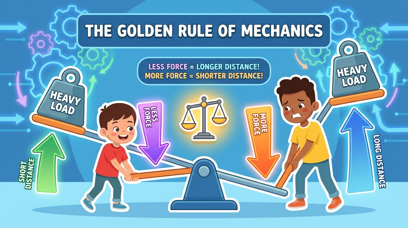 A split illustration comparing two movers moving a piano into a truck. On the left, a mover struggles to lift it straight up a short distance. On the right, a mover pushes it easily up a very long ramp.